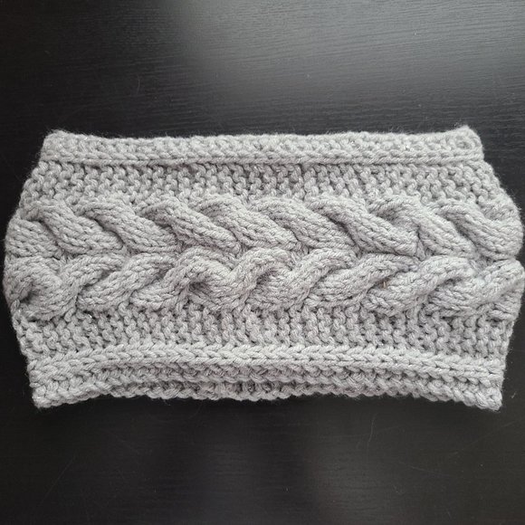 Handmade Women's Cable Knit Headband Light Gray Sparkling One Size - Picture 4 of 14